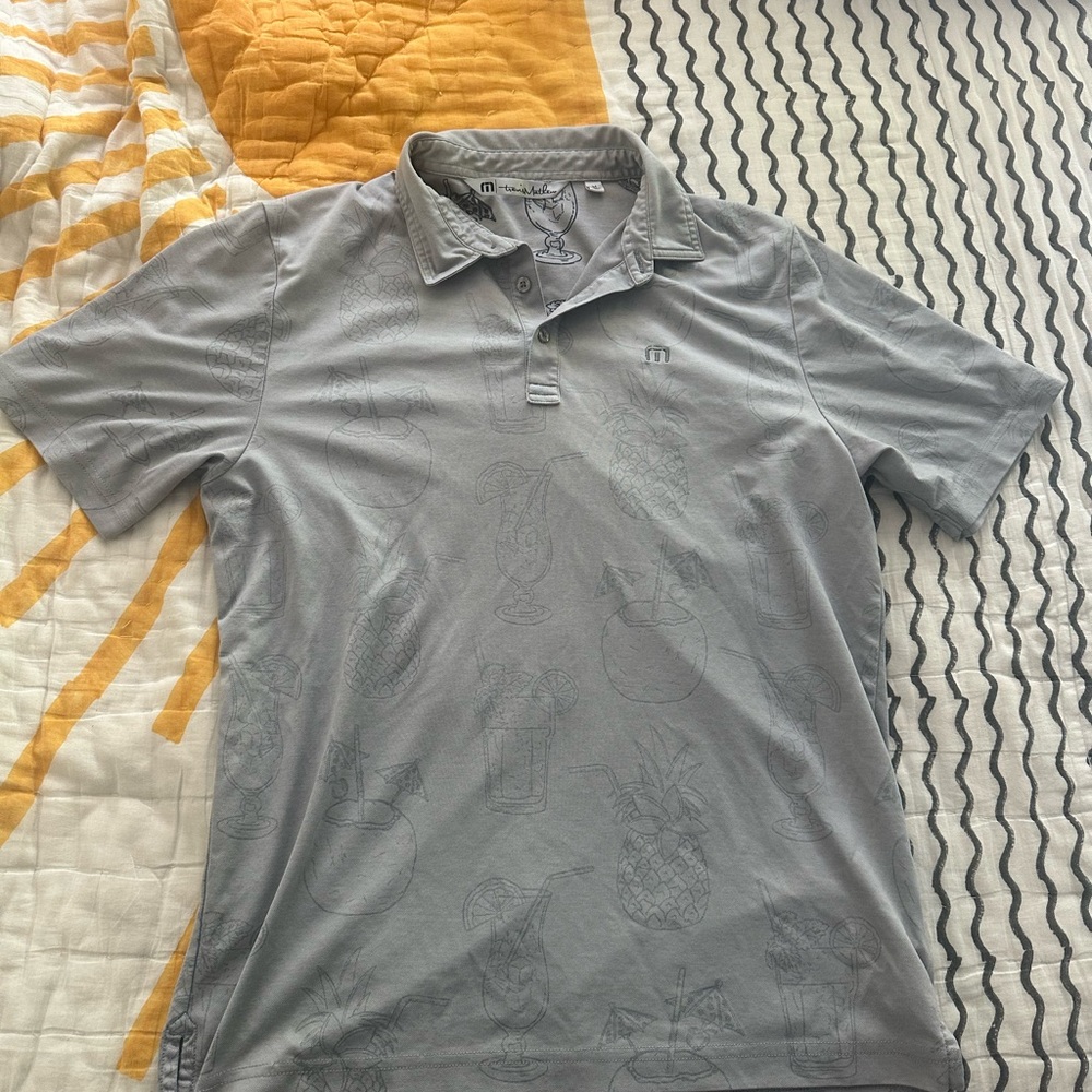 Travis Matthew Men's Gray Polo Shirt Cocktails
